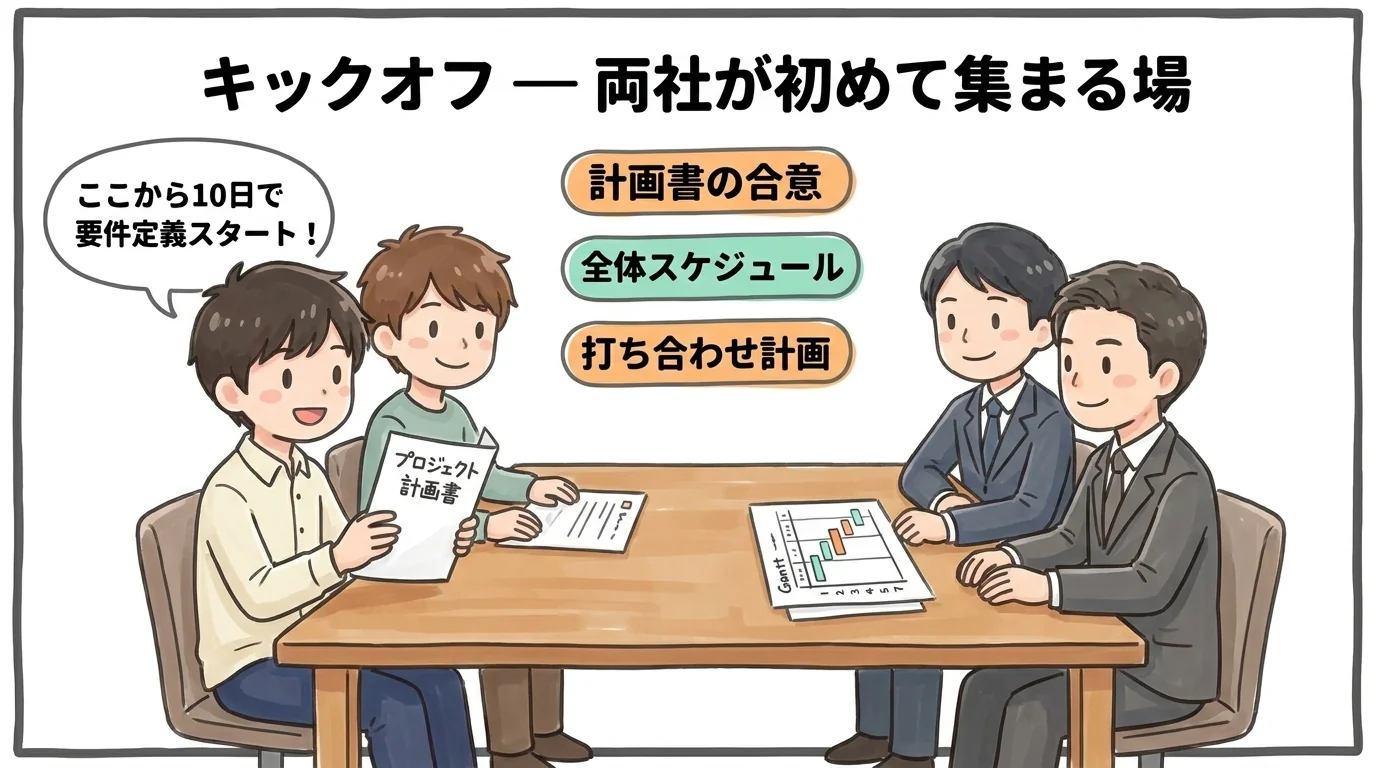 キックオフ — 両社が初めて集まる場
