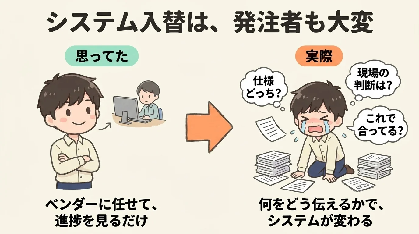 システム入替は、発注者も大変